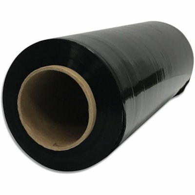 Malpack Stretch Wrap, Black, 14" x 1,500', Carton of 4 - Puncture Resistant, Damage Resistant, Residue-free - Black - 4 / Carton 75G BLACK 4ROLLS/CASE 