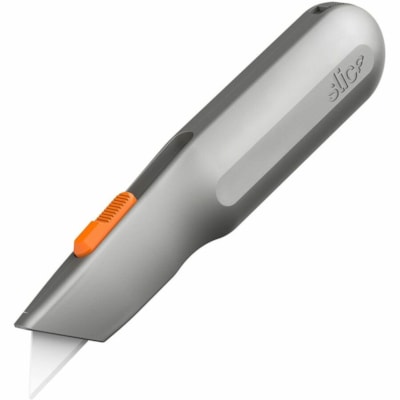 Slice - Couteau manuel, boîte de 6 - hauteur de 1,07 po (27,18 mm) x largeur de 1,50 po (38,10 mm) x longueur de 6,69 po (169,93 mm) - Résistants, Design ergonomique, Confortable, Lame rétractable, Manche, Facile à utiliser, Poignée ergonimique, Compartiment de rangement, A POIGNéE EN MéTAL 