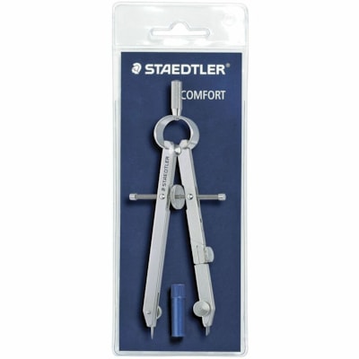 Staedtler Geometrical Compass - Metal - Blue, Silver - 1 Each PRECISION SOLID METAL COMPASS SPRING-BOW HEAD & CENTRE WHEEL