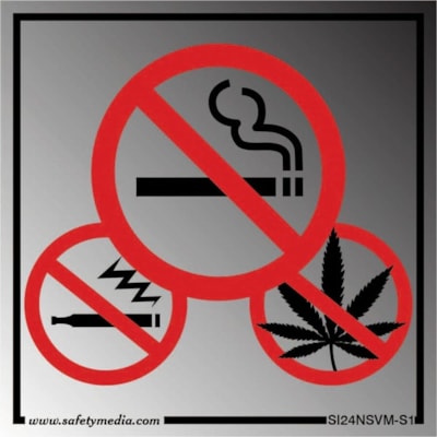 NO SMOKING ALUM SIGN 12X12 BRUSHED ALUMINUM. OUTDOOR DURABLE