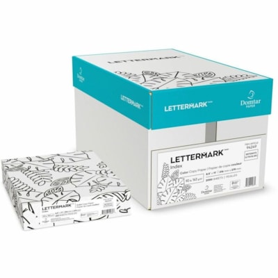 Lettermark Lettermark Colors Index - 96 Brightness - 98% Opacity - Letter - 8 1/2" (215.90 mm) x 11" (279.40 mm) - 90 lb (40823.31 g) Basis Weight - 163 g/m² Grammage - Smooth - Sustainable Forestry Initiative (SFI) - Acid-free, Chlorine-free - Brite White - 250 Sheets per Ream - 2000 / Carton BRIGHT  LETTER SIZE 