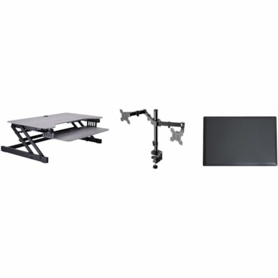 Rocelco DADR37"/Desk Riser Gre y-DM2/Monitor Mount-MAFM/Anti Fatigue Mat