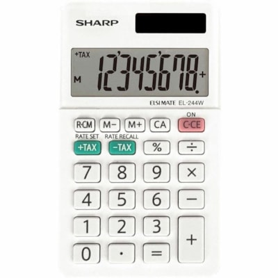 Sharp Simple Calculator - 3-Key Memory, Dual Power, Auto Power Off, Double Zero - 1 Line(s) - 8 Digits - LCD - Battery/Solar Powered - Battery Included - 4.1" Height x 2.4" Width x 0.3" Depth - Gray - Acrylic - Pocket - 1 / Unit  