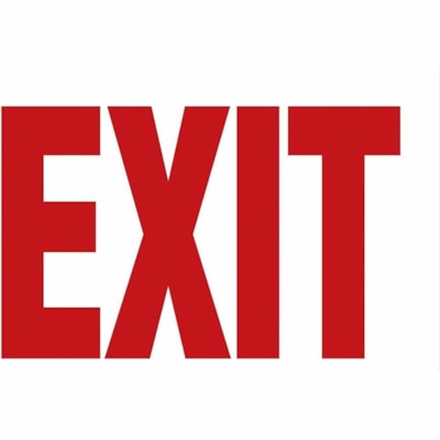 EXIT SIGN (RED) PHOTOELUMINESCENT-DOESN'T REQU ELECTRICAL POWER BUT USES LIGH