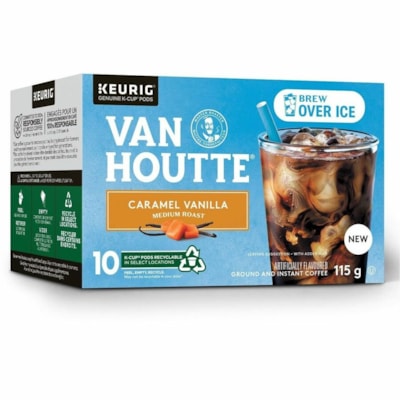 VAN HOUTTE - Coupe K Café 40-51720 - Compatible avec Brasseur K-Cup - Moyen - Coupe K - Vanille caramel - Kasher - 10 / boîte INFUSER SUR GLACE TORRéFACTION MOYENNE