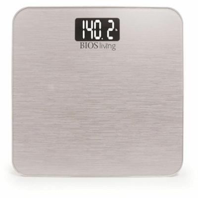 BIOS Living Silver Metallic Digital Scale - 396 lb (179622.58 g) / 396.83 lb (180000 g) Maximum Weight Capacity - Metallic Silver 5 YR WARRANTY  METALLIC TEMPERED GLASS SURFACE