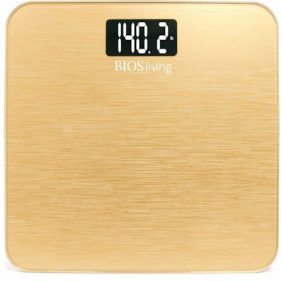 Pèse-Personne Numérique - 396 lb (179622,58 g) / 396,83 lb (180000 g) Mesure du poids maximale - Or métal 5 YR WARRANTY  METALLIC TEMPERED GLASS SURFACE