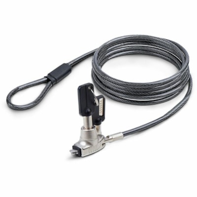 StarTech.com Slim Lock Noble Wedge® Slot Compatible, 6.6ft (2m) Keyed Locking Cable, Desk Anti-Theft Security For Laptop/Notebook Computer - Slim laptop lock compatible w/Noble Wedge® security slot; 6.6ft (2m) steel cable - Keyed laptop lock - Design w/off-center lock tip enabling computer t  ACCS 