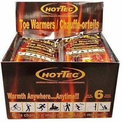 HOTTEC 6 Hour Toe Warmers - Display Box - White - Charcoal - 30 / Box 30 PAIRS/DISPLAY BOX FITS INSIDE SHOE OR BOOT