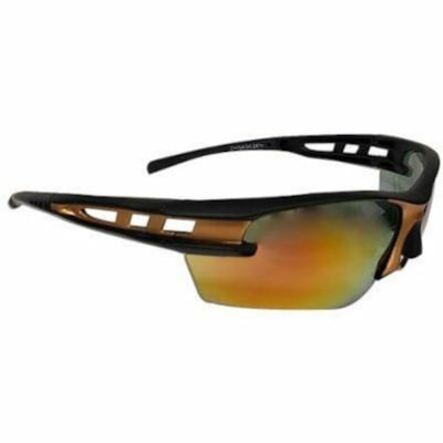 Mango Safety Glasses - Recommended for: Eye - Standard - Ultraviolet, Impact Protection - Polycarbonate, Rubber - Mirror - Orange Mirror Lens - Black, Orange Frame - Scratch Resistant, Lightweight, Wraparound Design, Durable, Rugged, Comfortable, Impact Resistant, Vented, UV Resistant - 12 / Box BLK/ORG FRAME/ RUBBER TIPS CSA
