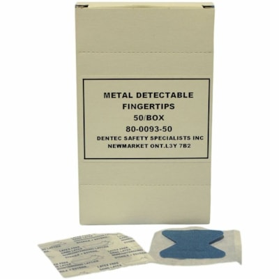 Dentec Metal Detectable Fabric Strips - Blue - Fingertips L/S (50/Box) - Blue - Fabric - 50 / Box BLUE  STERILE  LATEX FREE EASY VISUAL DETECTION