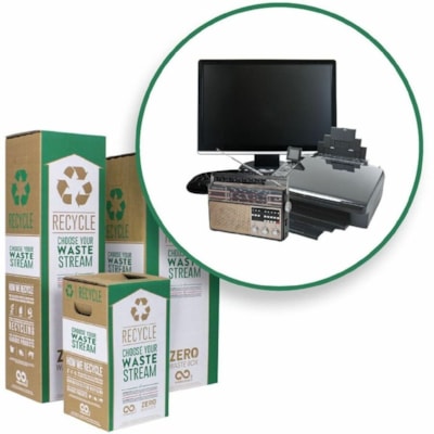 TerraCycle E-Waste Zero Waste Box, Medium - Rectangular - For Home, Office - 40" (1016 mm) Height x 11" (279.40 mm) Width x 11" (279.40 mm) Depth - Cardboard - Assorted - 1 / Unit E-WASTE MEDIUM-11"X11"X40"