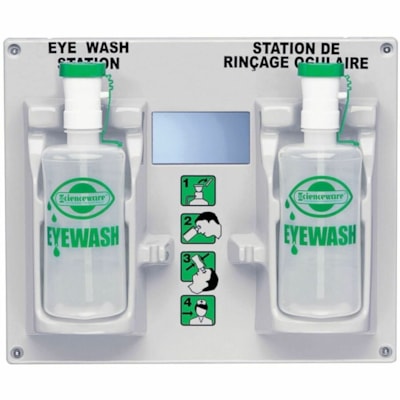 Safecross Eye Wash Station, w/2 Empty Eye Wash Bottles Item 04099 - 946 mL - 14.50" (368.30 mm) x 17.50" (444.50 mm) - Durable, Mirror, Dust Resistant, Bottle Holder  