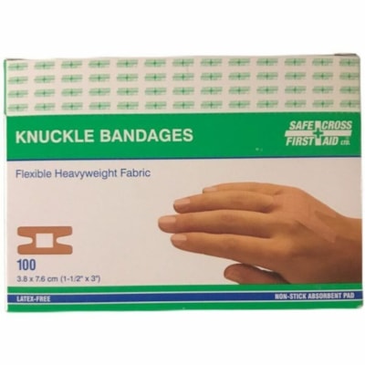 Safecross Safecross Heavyweight Fabric Knuckle Bandages, 1-1/2" x 3" , Box of 100 - 1.50" (38.10 mm) Width x 3" (76.20 mm) Length - Cotton - 100 / Box HEAVYWEIGHT 100'S 