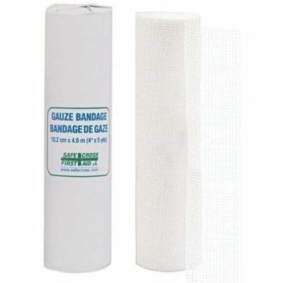 Safecross Gauze Bandage Roll, 10.2 cm x 4.6 m, Roll - 4" (101.60 mm) Width x 15 ft (4572 mm) Length - Cotton, MeshRoll - 1 / Unit  