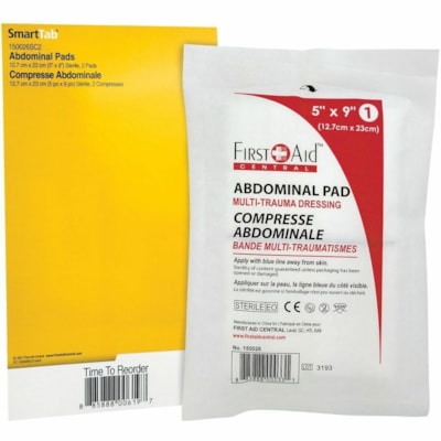 First Aid Central Abdominal Trauma Pad (5"x 9"), 2 per Bag - 5" (127 mm) Width x 9" (228.60 mm) Length - 2 / Bag 12.7 CM X 22.9 CM (5" X 9") REFILL COMPONENT