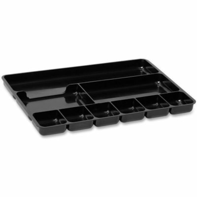 Rubbermaid - Organisateur de tiroirs de régénération - 9 Compartiment(s) - hauteur de 1,3 po (31,75 mm) x largeur de 14 po (355,60 mm) x profondeur de 9,4 po (238 mm) - Noir - Plastique - 1 chaque POUR TIROIR  25% DE MATIERE POSTC PLAST  9 COMPARTIMENTS