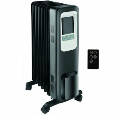 Ecohouzng - Chauffage rayonnant GECH3300152Q - A l'huile - Fuel - 3 x Réglages thermiques - Minuterie - Télécommande - Chambre - Portable - Noir eater with Remote 