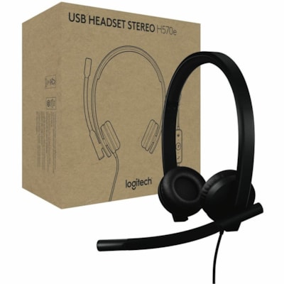 Logitech H570E Headset - Microsoft Teams Certification - Stereo - USB Type A - Wired - 20 Hz to 20 kHz - Over-the-head - Binaural - Supra-aural - 6.2 ft Cable - Noise Cancelling, Omni-directional, Uni-directional Microphone - Noise Canceling - Black  