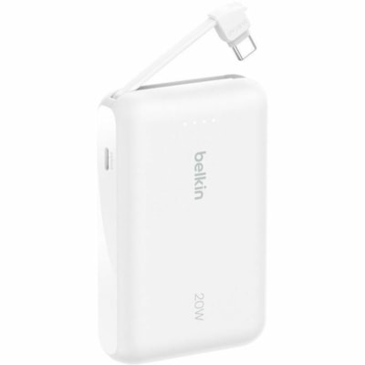 BELKIN BOOSTCHARGE POWER BANK 10K WITH INTEGRATED CABLE  WHT 