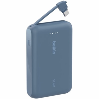 BELKIN BOOSTCHARGE POWERBANK 1 0K W/ INTEGRATED CABLE BLUE 