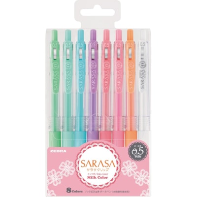 STYLO à PINCE EN GEL SARASA ENS DE 8 COLEURS PASTELS