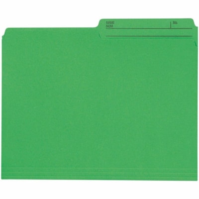 Grand & Toy 1/2 Onglet coupé format lettre Recyclé Chmise de rangement - 8 1/2 po (215,90 mm) x 11 po (279,40 mm) - Vert - 10% Recyclé - 100 / Unité DEMI ONGLETS RÉVERSIBLE RAINÉ POUR EXPANSION