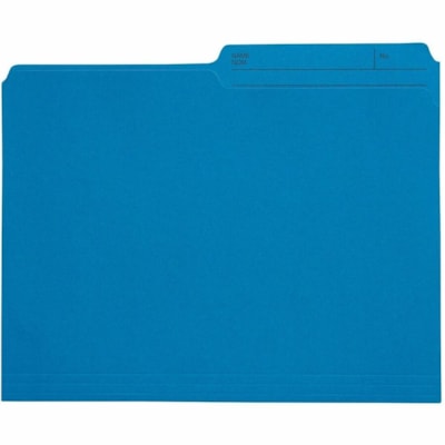 Grand & Toy 1/2 Tab Cut Letter Recycled Storage Folder - 8 1/2" (215.90 mm) x 11" (279.40 mm) - Blue - 10% Recycled - 100 / Unit 10% PCW 1/2 TAB REVERSIBLE  SCORED FOR EXPANSION SFI