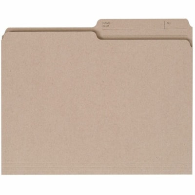 Grand & Toy 1/2 Tab Cut Letter Recycled Storage Folder - 8 1/2" (215.90 mm) x 11" (279.40 mm) - Natural - 100% Recycled - 100 / Unit 100% RECYCLED 1/2 TAB REVERSI- BLE SCORED FOR EXPANSION