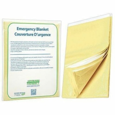 Safecross Emergency Blanket - 90" (2286 mm) Height x 56" (1422.40 mm) Width - Yellow - 1 / Unit TISSUE/POLY. YELLOW 142.2 X 228.6 CM