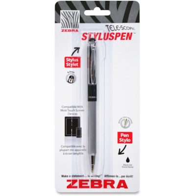 TELESCOPIC STYLUS PEN - BLACK 1.0MM BLACK INK BALLPOINT