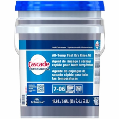 Cascade - Agent de rinçage pour lave-vaisselle Professional 71190 - Pour Commercial, Lave-vaisselle - Concentré - 18,90 L - Séchage rapide - 1 / Unité 18.9L PAIL CLOSED LOOP