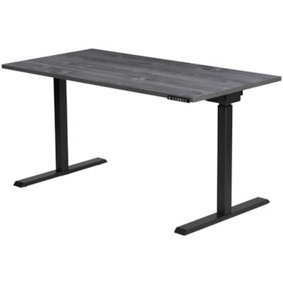 Realspace Magellan 60" Performance Electric Height-Adjustable Standing Desk, Grey - T-shaped Base - Modern Style - 2 Legs - Height Adjustable - 60" (1524 mm) Table Top Width x 30" (762 mm) Table Top Depth - 43" (1092.20 mm) Height - Business, Office, Home - Assembly Required - Gray, Dark - Steel, Wo  