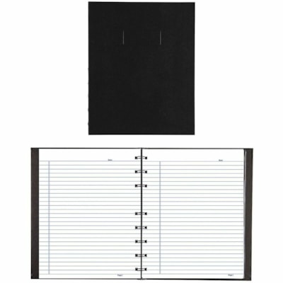 Grand & Toy Executive Notebook, Black, 9 1/4" x 7 1/4" , Twin Coil Binding - 192 Pages - Twin Wirebound - Ruled Margin - Executive - 9 1/4" (234.95 mm) x 7 1/4" (184.15 mm) Sheet Size - Black Paper - Hard Cover, Index Sheet, Storage Pocket, Adhesive Tab - Recycled - 1 / Unit 9.25 X 7.25 BLK HARD COVER