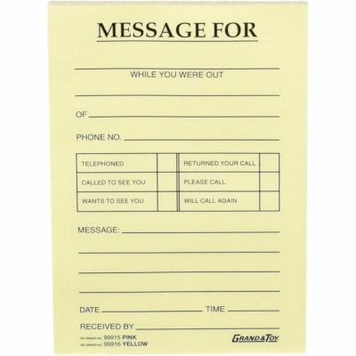 Grand & Toy - Bloc-notes - 72 Feuilles - format 4 1/5 po (10,7 cm) x 5 1/2 po (14 cm) - Sheet(s) Jaune - 10 / emballage IMPRESSION NOIRE  72/BLOC 