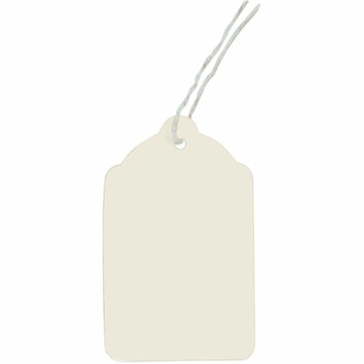 Crownhill Coloured Merchandise Tags, White, 1 1/4" x 1 15/16" , 1,000/CT - 1.94" (49.21 mm) Length x 1.25" (31.75 mm) Width - String Fastener - Card Stock - White - 1000 / Carton 10PT  1000/CS  W/STRING 1/8" 