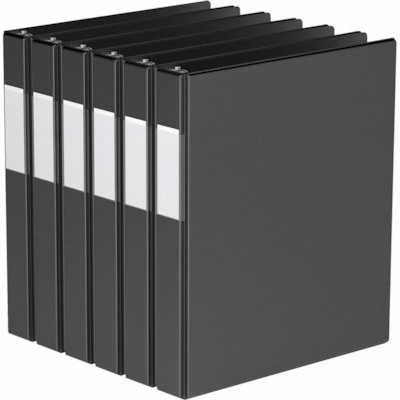 Davis Essential Ring Binder - Letter - 8 1/2" x 11" Sheet Size - 225 Sheet Capacity - 1" (25.40 mm) Ring - Fastener(s): 3 x D-Ring - Pocket(s): 2, Inside Front & Back - Polypropylene, Board - Black - Recycled - Label Holder, PVC-free, Spine Label, Durable - 6 / Pack  