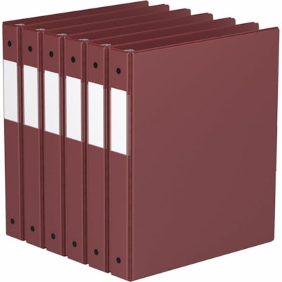Davis Essential Ring Binder - Letter - 8 1/2" x 11" Sheet Size - 200 Sheet Capacity - 1" (25.40 mm) Ring - Fastener(s): 3 x Round Ring - Pocket(s): 2, Inside Front & Back - Polypropylene, Board - Burgundy - Recycled - Label Holder, PVC-free, Spine Label, Durable - 6 / Pack  