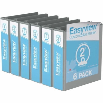 Davis Essential Ring Binder - Letter - 8 1/2" x 11" Sheet Size - 400 Sheet Capacity - 2" (50.80 mm) Ring - Fastener(s): 3 x Round Ring - Pocket(s): 2, Inside Front & Back - Polypropylene, Board - Gray - Recycled - Label Holder, PVC-free, Spine Label, Durable - 6 / Pack  