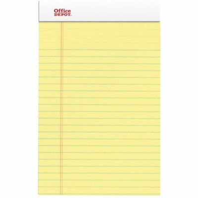 Office Depot Handwriting Pad - 50 Sheets - Double Stitched - Narrow Ruled Margin - 0 Hole(s) - 5" (127 mm) x 8" (203.20 mm) Sheet Size - Canary Yellow Paper - To-do List, Perforated, Easy Tear, Sturdy, Durable, Wear Resistant, Tear Resistant - 12 / Pack  