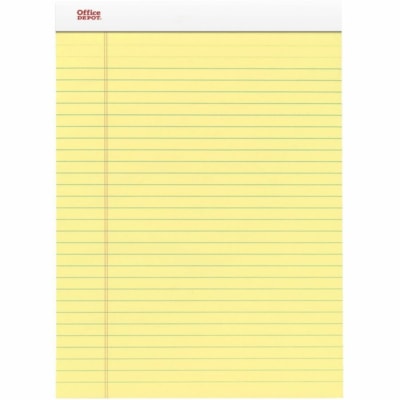 Grand & Toy Notepad - 50 Sheets - Double Stitched - Ruled Front Ruling - Letter - 8 1/2" (215.90 mm) x 11 3/4" (298.45 mm) Sheet Size - Canary Yellow Paper - To-do List, Perforated, Sturdy, Durable, Wear Resistant, Tear Resistant - Recycled - 12 Pack  
