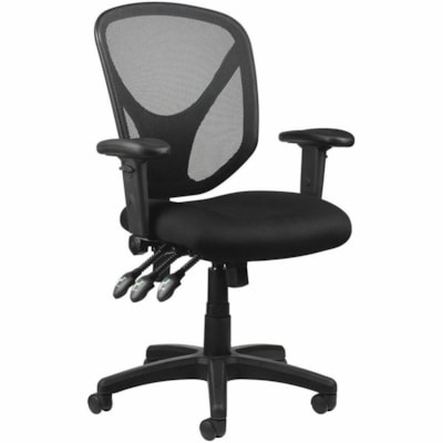 Realspace Chair - Fabric Seat - Black Mesh Back - Black Frame - Mid Back - 5-star Base - Black - Armrest - 1 Each  