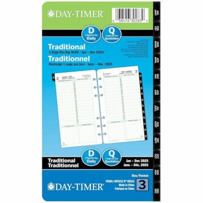 RECHARCHE DAYTIMER PORTATIF 1PG/JOUR 3.75X6.75 BILINGUE 