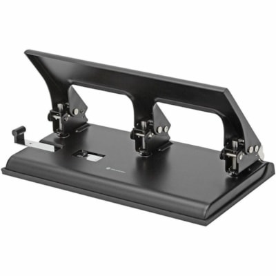 Grand & Toy Low Force Hole Punch, 3-Hole, Black - 30 Sheet - 9/32" (7.11 mm) Punch Size - Metal - Black  