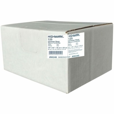 Highmark - Sac poubelle Highmark 98246 - 155,20 L Capacité - largeur de 10,25 po (260,35 mm) x longueur de 13,50 po (342,90 mm) - Faible Densité - Noir - Polyéthylène linéaire basse densité (LLDPE), Résine, Plastique - Ordures ménagères, GARBAGE BAGS  125/CASE 