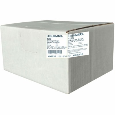 Highmark - Sac poubelle Highmark 98235 - 155,20 L Capacité - largeur de 10,25 po (260,35 mm) x longueur de 13,25 po (336,55 mm) - Faible Densité - clair - Plastique, Polyéthylène linéaire basse densité (LLDPE) - Ordures ménagères, Industriel -  GARBAGE BAGS CASE OF 125 