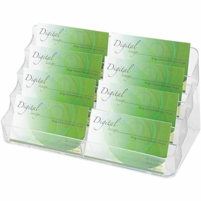 Grand & Toy Business Card Holder - 3.87" (98.30 mm) Height x 7.87" (199.90 mm) Width x 3.62" (91.95 mm) Depth - Plastic - Transparent, Clear - Durable  