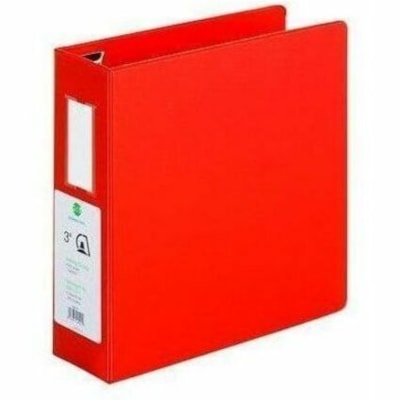 Grand & Toy 3" Locking D-Ring Letter-Size Binder, Red - Letter - 8 1/2" (215.90 mm) x 11" (279.40 mm) Sheet Size - 650 Sheet Capacity - 3" (76.20 mm) Ring - Fastener(s): 3 x D-Ring - Pocket(s): 4, Front & Back, Internal - Polypropylene, Plastic, Vinyl - Red - Recycled - Locking Ring, Lockable, Easy  LEATHER GRAINED VINYL 2 INSIDE POCKETS