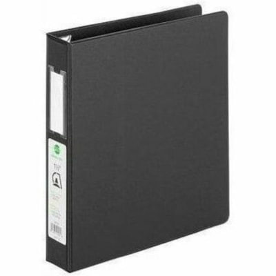 Grand & Toy 1 1/2" , D-Ring, Black, Letter-size (8 1/2" x 11") - Letter - 8 1/2" (215.90 mm) x 11" (279.40 mm) Sheet Size - 400 Sheet Capacity - 3 x 1.50" (38.10 mm) Ring(s) - Fastener(s): D-Ring - Pocket(s): 4, Front & Back, Internal - Polypropylene, Plastic, Vinyl - Black - Recycled - Locking Ring LEATHER GRAINED VINYL 2 INSIDE POCKETS
