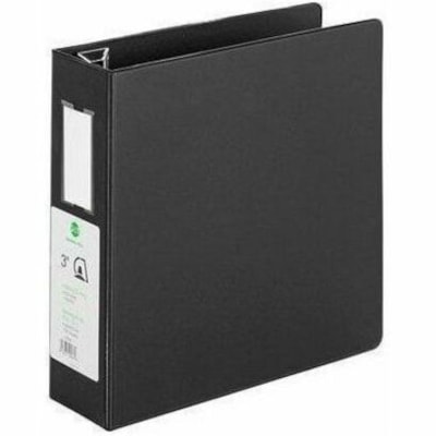 Grand & Toy - Classeur anneaux - format lettre - format 8 1/2 po (215,90 mm) x 11 po (279,40 mm) - 650 Capacité en feuilles - 3 x 3 po (76,20 mm) Ring(s) - Fastener(s) : Anneau en D - Pocket(s) : 4, Avant et arrière, Interne - Polypropylène, Plastique, Vinyle - Noir - Recycl&eac VINYLE RELIEF  FORMAT LETTRE ANNEAUX COMBI 2 POCH INT